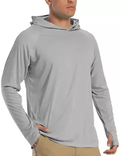 TACVASEN-Homens à Prova de UV Hoodie Manga Longa, Proteção Solar Camisetas, Respirável, Leve, Secagem Rápida, Casual Camisetas Masculinas