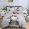 Animal Pet Duvet Cover Set para crianças, cão bonito Hugging, Donut Bedding Set, Consolador de cão 3D, Soft Polyester Quilt Cover, 3pcs