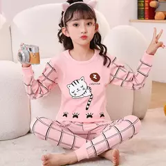Pijama infantil de manga comprida, pijama de algodão, roupa de bebê menina, pijama infantil, criança, menina, criança, 3-14 anos, inverno na internet