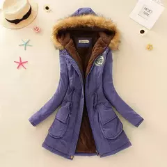 Casaco fino acolchoado de algodão para mulheres, parkas com capuz casual, sobretudo quente acolchoado, outono e inverno, 2023, 2023, emboridery, novo - comprar online