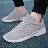 Calçado esportivo de malha leve respirável masculino, tênis casual ao ar livre, tênis preto, corrida atlética, tênis para caminhada, 48
