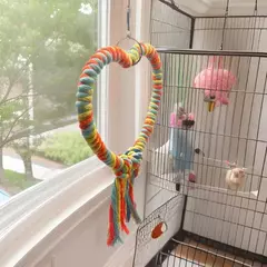 Suporte de pássaro moagem garra em relevo gaiola decoração pássaro balanço pássaro brinquedo presente criativo amor pássaro cor corda acessórios