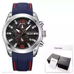 Relógio de quartzo analógico cronógrafo masculino Megir com data, mãos luminosas, relógio de pulso com pulseira de borracha de silicone a prova d'água para homens - comprar online