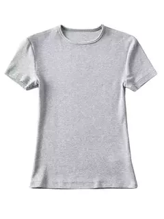 Imagem do Camiseta feminina com ajuste magro, manga curta apertada, camiseta com gola O, tops básicos de corte sólido, casual, verão