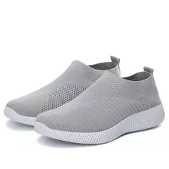 2024 novos sapatos casuais moda tênis para mulheres andando cor sólida tênis feminino deslizamento em meia senhoras sapatos planos mulher - comprar online