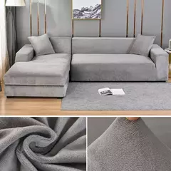 Imagem do Tampa de veludo grosso do sofá para a sala de estar, tampa elástica, sofá de canto em forma L, estiramento, 1,2, 3,4 Seater