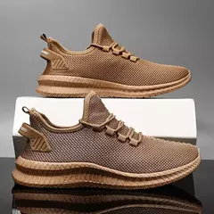 Tênis casual leve masculino, tênis esportivo de malha respirável, tênis atlético resistente a odores, slip-on com cadarços - loja online