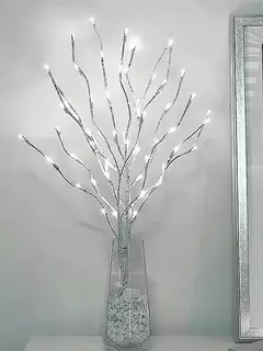 Bateria operado Birch Branch LED Light, luzes festivas brancas, festa de Natal, decoração do casamento, galho, ao ar livre, 1 pc - Wolf Magazine