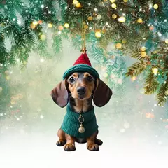 Desenhos animados Cute Dog Natal Enfeites, Xmas Tree Pendant, Fun Dachshund, Pendurado Decoração Presente, Fontes do partido, Casa, Decoração do carro - loja online