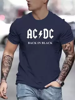 Masculino Ac/dc Logo Camiseta de manga curta, camiseta esportiva redonda, preta, oficial, clássica, Hip Hop, banda de rock - comprar online