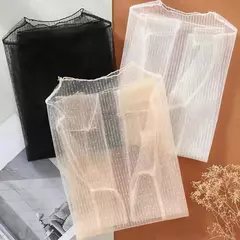 Top de mangas compridas transparente ultrafino feminino, casaco feminino com renda, monocromático, gola simulada, camisa feminina visível, primavera, verão - loja online