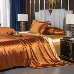 Imagem do Monocromático Rayon Satin Conjunto de cama, luxo Duvet Cover Kit, Twin Queen e King Size, Home Textile, 3PCs, 4PCs