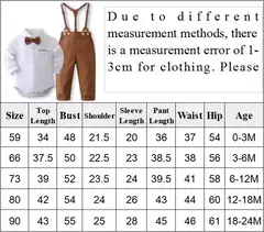 Imagem do Conjunto formal de roupas cavalheiras para o bebê infantil macacão sólido, traje de primeiro aniversário do menino, roupas infantis de algodão infantil, 0-24 meses