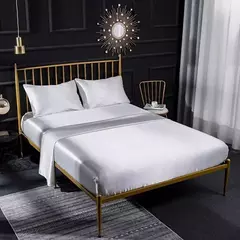 Cetim sedoso equipado folha conjunto com travesseiros caso, macio e suave Twin Bedsheets, monocromático, Queen Luxo e King Size, Início Set Folha de cama - comprar online