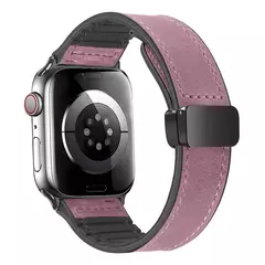Pulseira magnética para iWatch Series 9, pulseira de couro e silicone para Apple Watch Band, Ultra 2, 49mm, 44mm, 45mm, 41mm, 40mm, 38mm, 42mm, 8, 7, SE, 6 na internet