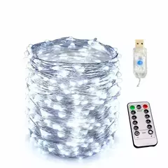 USB LED String Lights com controle remoto, lâmpadas, guirlandas de fadas, lâmpadas, 8 modos, casamento, Natal, feriado, ano novo, 5m, 10m, 20m, 30m
