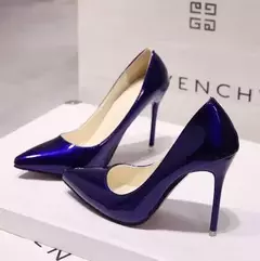 Imagem do Bombas de salto alto para mulheres, couro envernizado, dedo apontado sexy, salto fino, sapatos de casamento, moda feminina, cor sólida, novo, tamanho 44