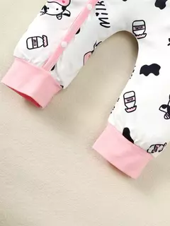 Imagem do Bebê recém-nascido Vaca Bonito Bodysuit Manga Longa e Headband Romper, Macacão de Moda, Primavera e Outono, 0-18 meses, 2pcs