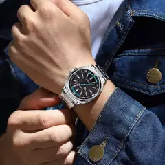 Imagem do CURREN-Relógio de quartzo masculino com mostrador grande, impermeável, pulseira de aço inoxidável, elegante, casual, negócios, 8455