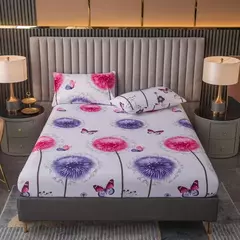 Poliéster ajustável dos desenhos animados cabido folha, King Bed Sheets, casal tampa de cama, travesseiro elástico capa, novo, excluindo na internet