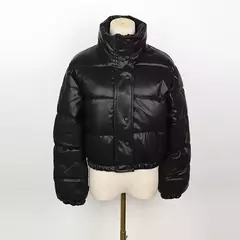 Casaco de couro PU feminino, casaco grosso quente, casacos da moda, zíper elegante, jaquetas de couro falso, tops pretos - comprar online