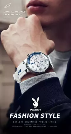 PLAYBOY-Relógios de pulso quartzo impermeável masculino, relógios esportivos, pulseira de silicone, relógio de luxo, marca top, 2022 - loja online