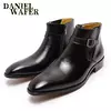 Bota clássica de couro real masculina, botas básicas azuis, sapato de vestido