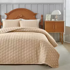 Conjunto de colcha, capa de cama de poliéster + fronha, colcha de verão acolchoada bege, verde liso queen king 176*230cm 3 peças personalizadas na internet