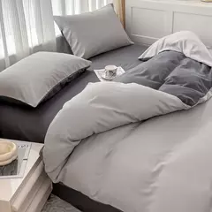 Conjunto de cama de tecido com escova de cor sólida, 2 lados, 4 peças, capa de edredom, fronha, lençol, colcha, único, queen, king size - loja online