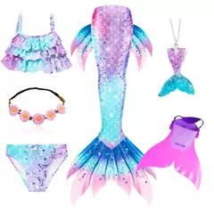 Novas crianças a pequena sereia caudas crianças memaid maiô biquíni traje de halloween feminino pode adicionar monofin para piscina - Wolf Magazine