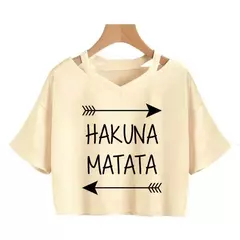Disney o rei leão colheita topo t camisa recortada harajuku camiseta hakuna matata tshirt feminino topo t roupas femininas - comprar online
