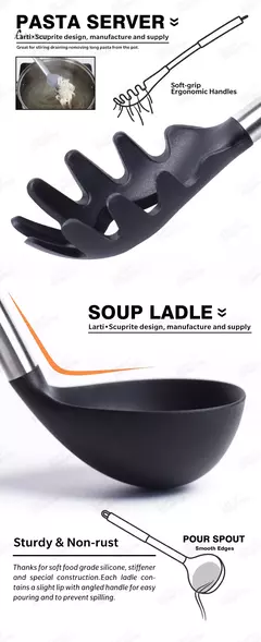 Utensílios De Cozinha De Silicone, Espátula, Turner, Resistente ao calor, Colher de sopa, Pá de coador de massas, 1 pacote, Acessórios de cozinha - Wolf Magazine