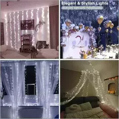 Imagem do LED Curtain String Light para decoração de casa, feericamente guirlanda, usb remoto, férias, quarto, natal, ano novo, festa de casamento, 8 modos