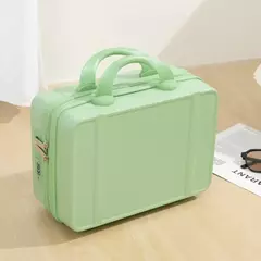Mão estilo japonês com alça na bagagem, cosméticos para maquiagem, bolsa organizadora de viagem com protetores metálicos 14";;VERDADEIRO;;"Black