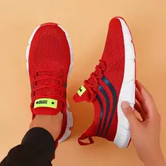 Tênis de plataforma respirável para mulheres, sapatos de renda, confortável, casual, ao ar livre, corrida, esportes, moda feminina na internet