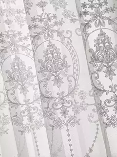 Sheer bordados Floral Cortinas Voile para sala e quarto, cortinas brancas - comprar online