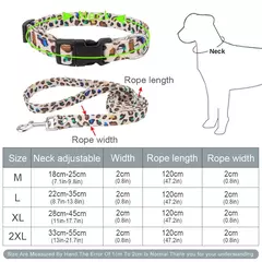 Conjunto de coleira e coleira para cães personalizados, padrão de leopardo personalizado, correias de tecido de poliéster com trela de 120 cm, para cães médios e grandes - comprar online