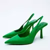 Salto alto de dedo apontado para mulheres, sapatos deslizantes para senhoras, bombas de vestido monocromáticas, boca rasa, alta qualidade, moda, outono, 2024