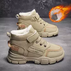 Botas de neve de algodão para crianças, Sapatos quentes grossos, Botas de pele falsa adolescente para crianças, moda tendência, inverno, 2024 na internet