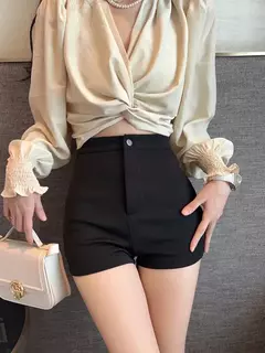 Calção preto de cintura alta feminino, apertado, elástico, cobertura de quadril, sexy, casual, na moda, roupa exterior, primavera, verão, novo estilo - Wolf Magazine