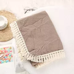 Algodão Musselina Swaddle Cobertores para Bebê Recém-nascido Borla Recebendo Cobertor New Born Swaddle Envoltório Infantil Dormir Quilt Bed Cover na internet
