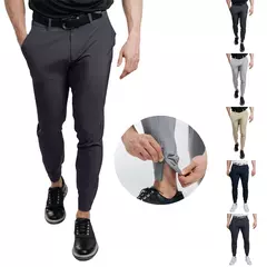 Imagem do Calça elástica macia masculina, calça casual para negócios, social, trabalhadores de escritório, festa de entrevista, terno de casamento