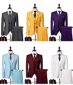 Terno casual de negócios masculino para casamentos, blazer genuíno, colete e calças, grande e alto, colete slim fit, calças de vestido, tamanho EUA - comprar online