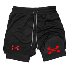 Shorts esportivos de malha rápida seca para homens, corrida, treino, compressão, corrida, fitness, ginásio, desempenho, casual, verão, 2 em 1 - loja online