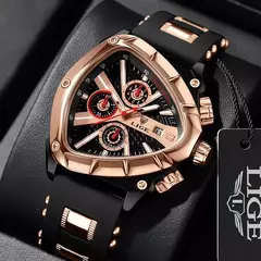 LIGE-Relógio impermeável masculino do esporte, quartzo, relógios de pulso, negócios, relógios de pulso Big Dial, Relogio masculino com caixa, original, luxo