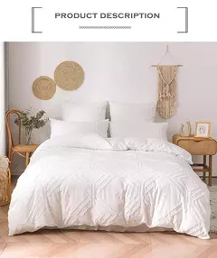Imagem do Wasart branco pitada plissado capa de edredão 220x240cm verão luxo cama casal colcha conjuntos único duplo rainha king size