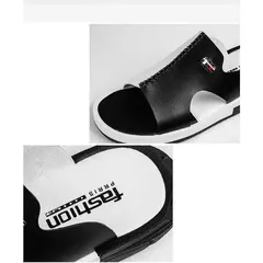 Waichuan-Sandálias de couro confortáveis masculinas, chinelos casuais, originais, de slip-on, moda, verão - comprar online