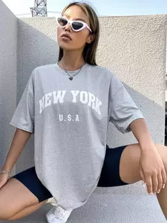 Blessyuki-Camisetas femininas estampadas com carta nova-iorquina, camisetas básicas com decote em O, streetwear retrô casual, tops harajuku para senhoras, plus size, verão