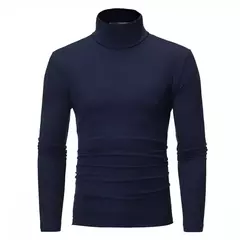 Gola alta masculina malha suéteres de algodão, pulôveres finos, roupas de escritório, tops masculinos, monocromáticos, vinho tinto na internet