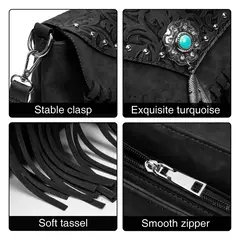 Celela design original bolsa de ombro para as mulheres couro do plutônio luxo embreagem designer bolsas ocidental bolsa franja saco do mensageiro - loja online